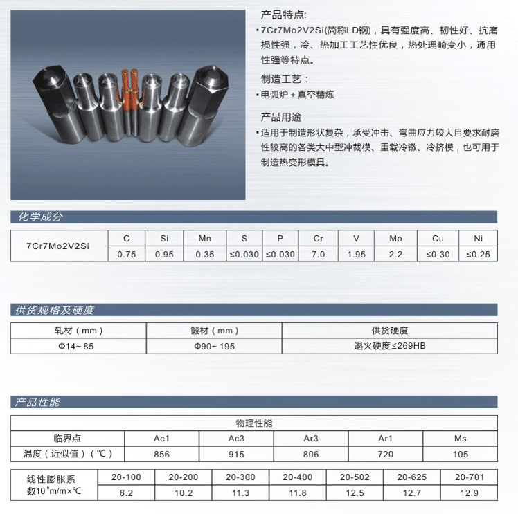 宝钢7Cr7Mo2V2Si冷作模具钢
